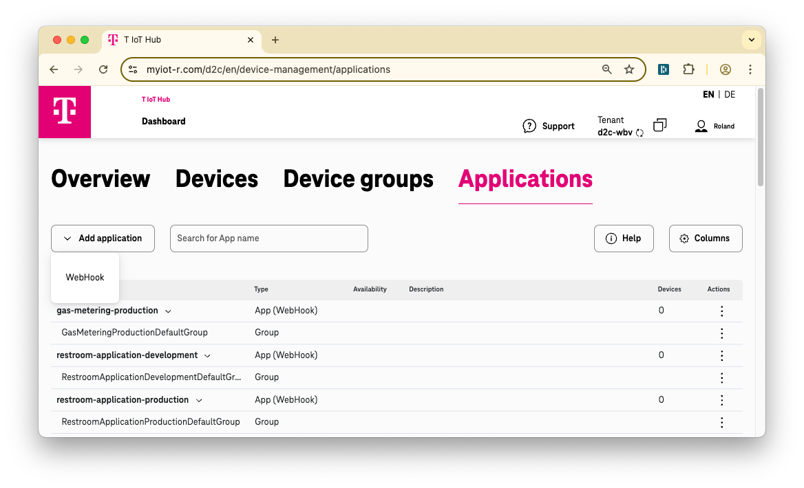 D2C application tab