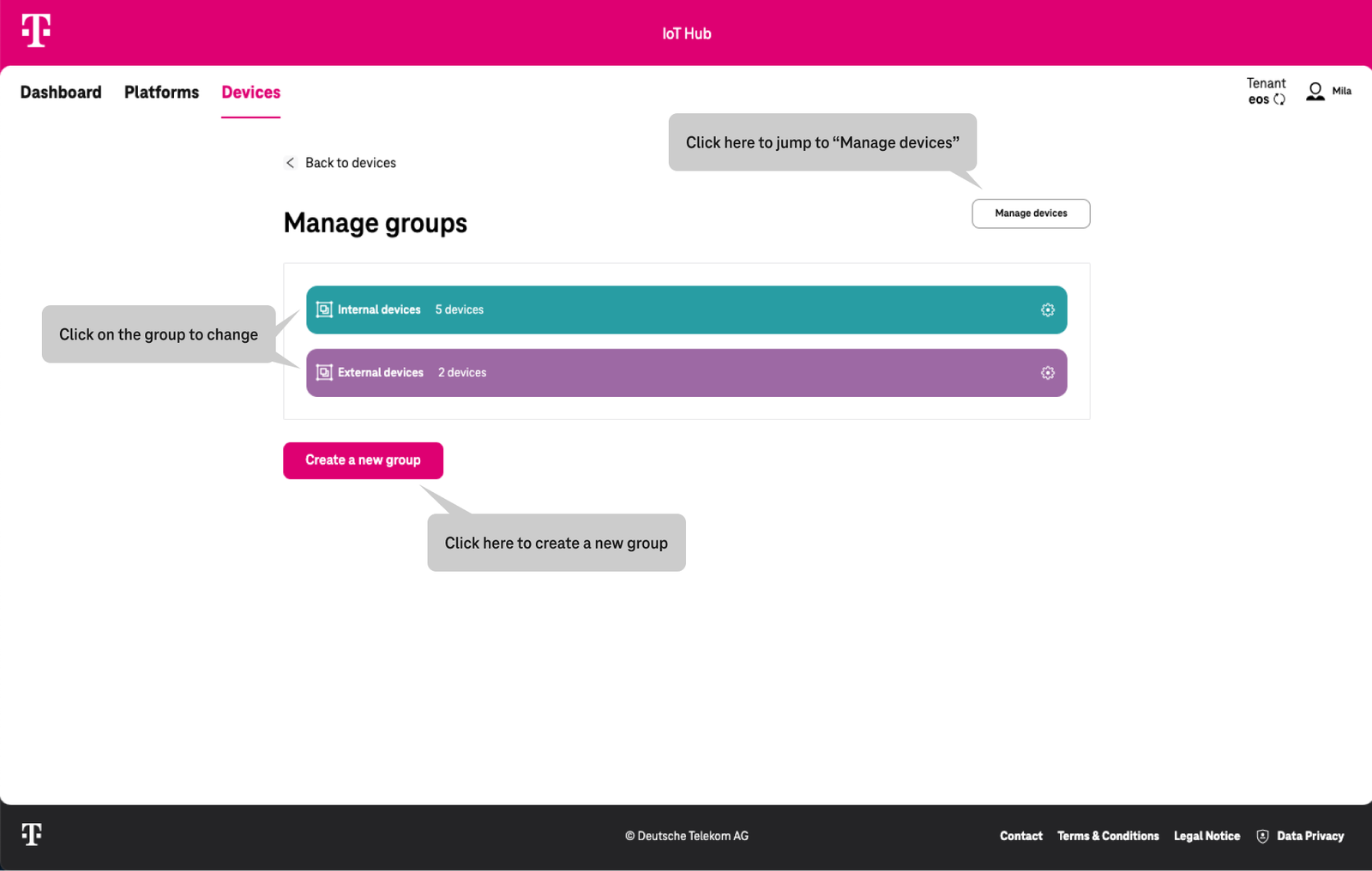 Manage groups